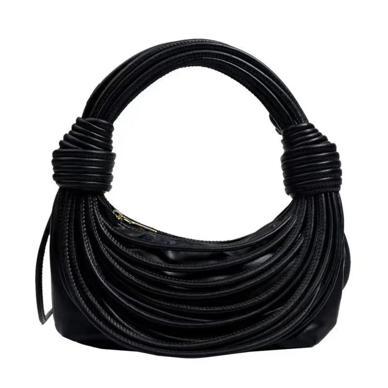 Chic-style hobo bag, handwoven with knotted rope