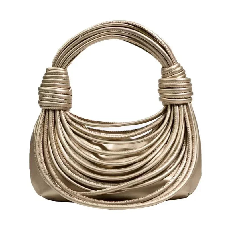 Chic-style hobo bag, handwoven with knotted rope