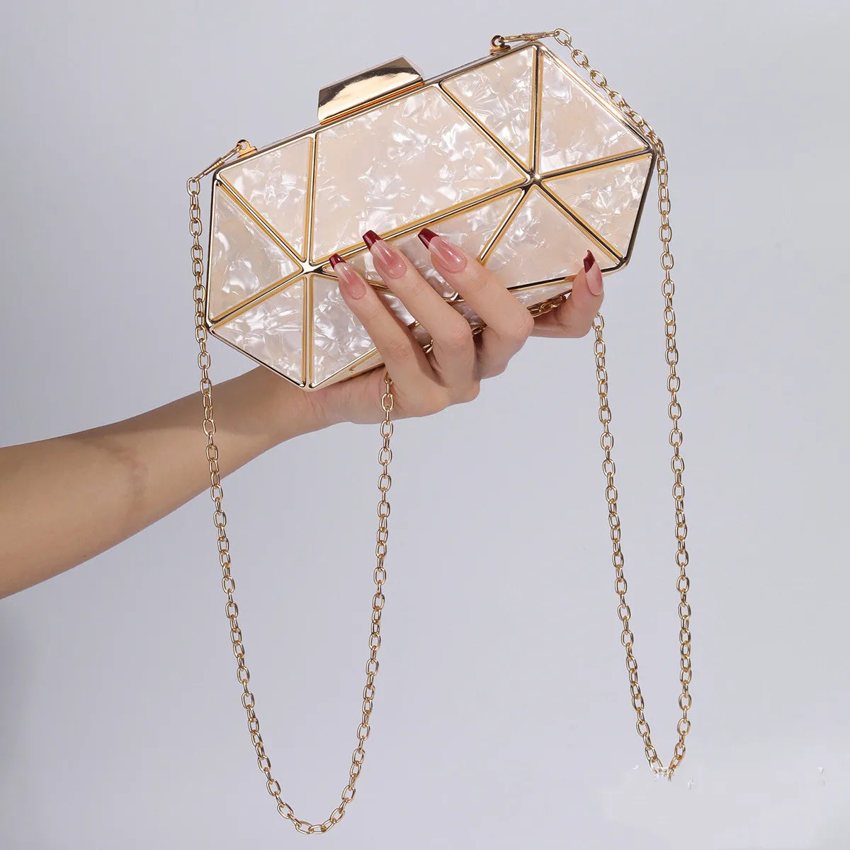 Luxury rectangular diamond-shaped handbag for women