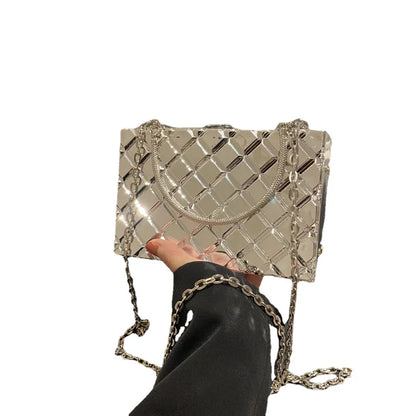 Luxury gold and silver box handbag for women perfect for party