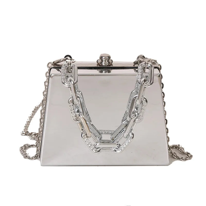 Fashion Metal Box Clutch Bag for Women Party